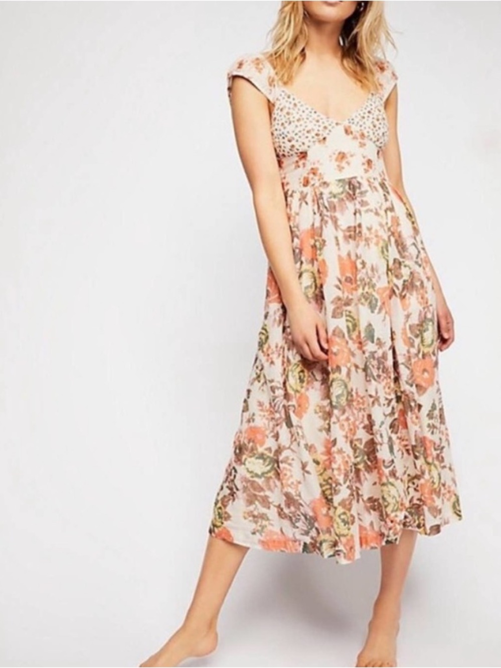 Free People Love You Floral Midi Dress XS